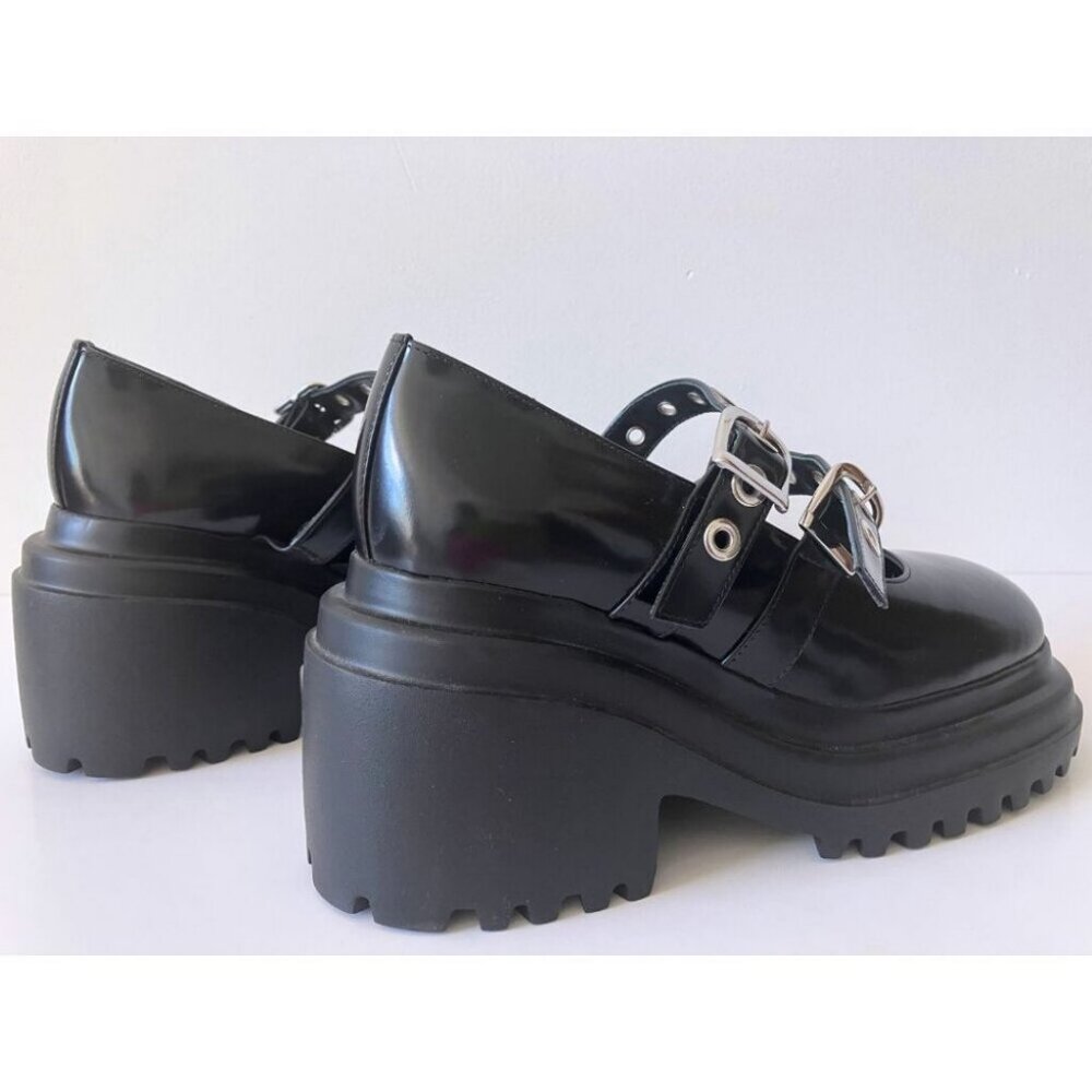 Maje Platform Babies with Silver Eyelets Shoes Black Size FR 40/ US 10 - Picture 4 of 7